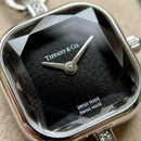 Silver Square Case Midnight Black Faceted Dial Jewelry Bracelet Watch – Women