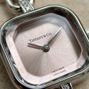 Silver Square Case Rose Pink Faceted Dial Jewelry Bracelet Watch – Women