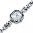 Silver Square Case Crystal Faceted Dial Jewelry Bracelet Watch – Women