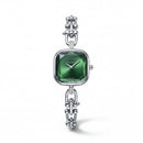 Silver Square Case Emerald Faceted Dial Jewelry Bracelet Watch – Women