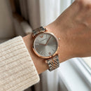Two-Tone Rose Gold & Silver Crystal Accent Dial Luxury Bracelet Watch – Women