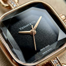 Rose Gold Square Case Black Faceted Dial Jewelry Bracelet Watch – Women