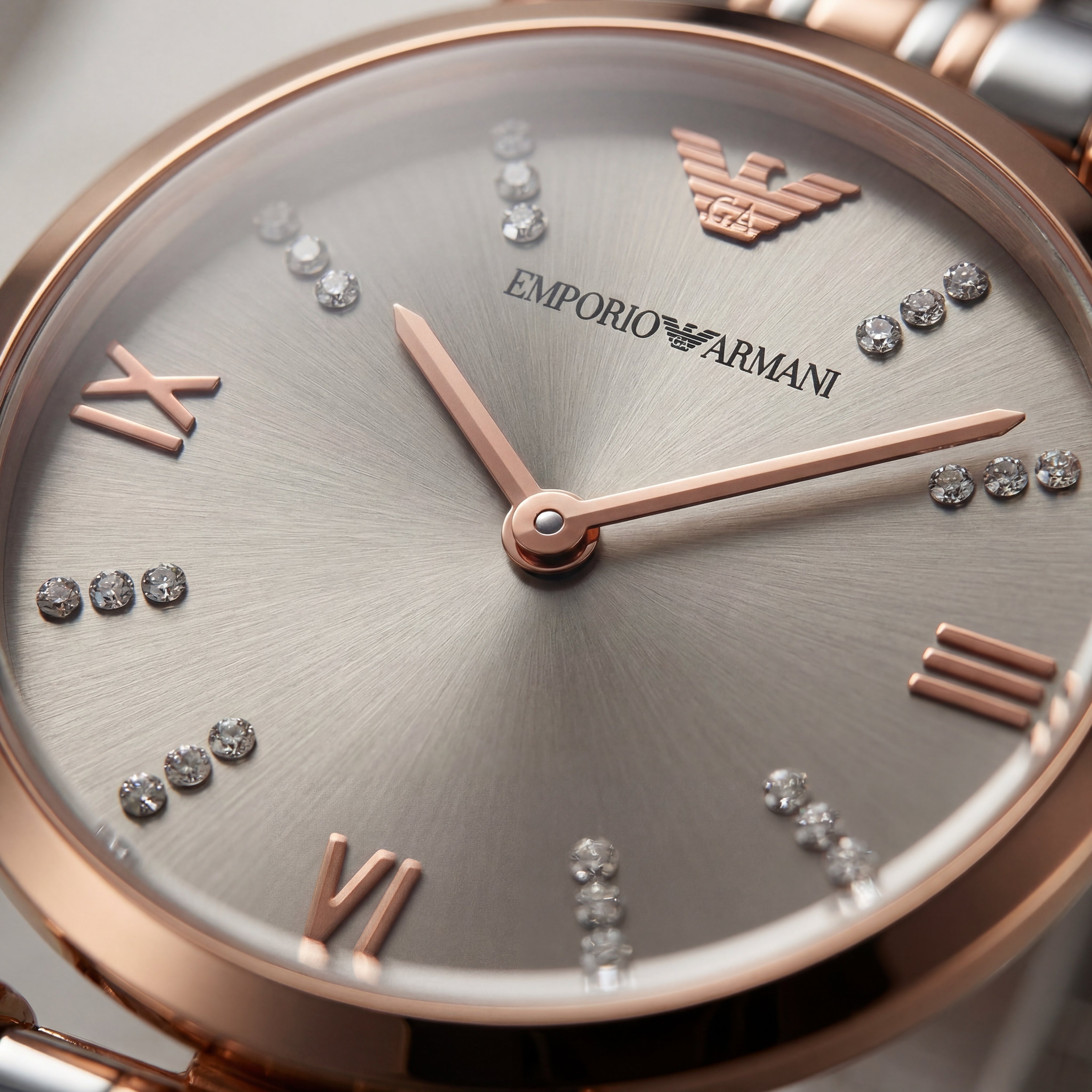 Two-Tone Rose Gold & Silver Crystal Accent Dial Luxury Bracelet Watch – Women