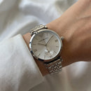 Stainless Steel Silver Sunray Dial Sub-Second Minimalist Luxury Bracelet Watch – Women