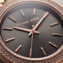 Rose Gold Crystal Bezel Brown Sunray Dial Luxury Bracelet Watch – Women