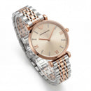Two-Tone Rose Gold & Silver Crystal Accent Dial Luxury Bracelet Watch – Women