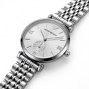 Stainless Steel Silver Sunray Dial Sub-Second Minimalist Luxury Bracelet Watch – Women