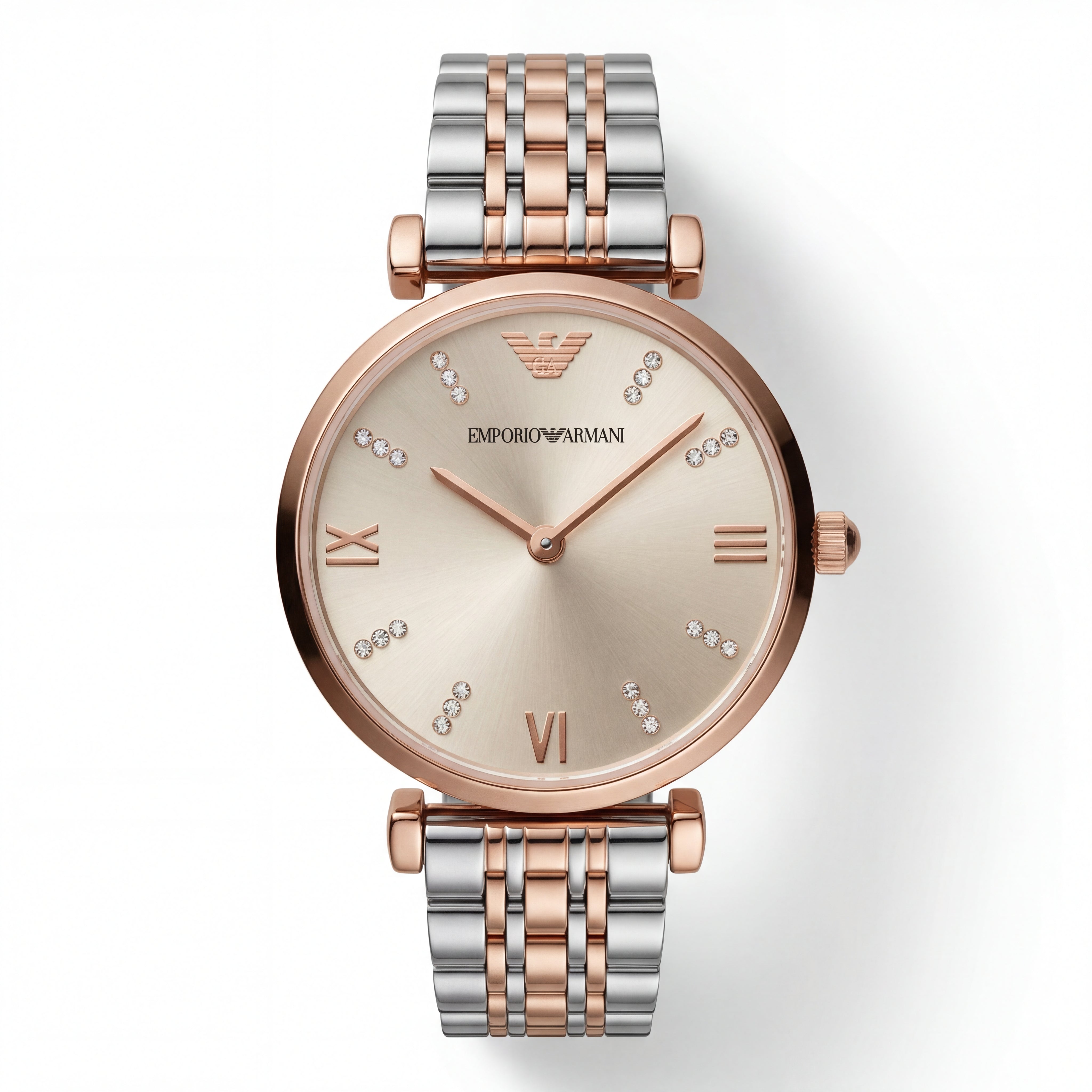 Two-Tone Rose Gold & Silver Crystal Accent Dial Luxury Bracelet Watch – Women