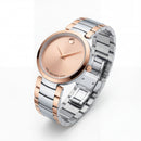 Two-Tone Steel & Rose Gold Minimalist Champagne Sunray Dial Luxury Bracelet Watch – Women
