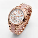 Rose Gold Chronograph White Dial Roman Numeral Luxury Bracelet Watch – Women