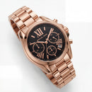 Rose Gold Chronograph Black Dial Roman Numeral Luxury Bracelet Watch – Women