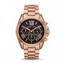 Rose Gold Chronograph Black Dial Roman Numeral Luxury Bracelet Watch – Women