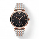 Two-Tone Steel & Rose Gold Black Dial Sub-Second Classic Bracelet Watch – Women