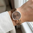 Rose Gold Minimalist Brown Sunray Dial Luxury Bracelet Watch – Women