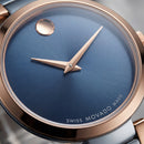 Two-Tone Steel & Rose Gold Minimalist Blue Sunray Dial Luxury Bracelet Watch – Women