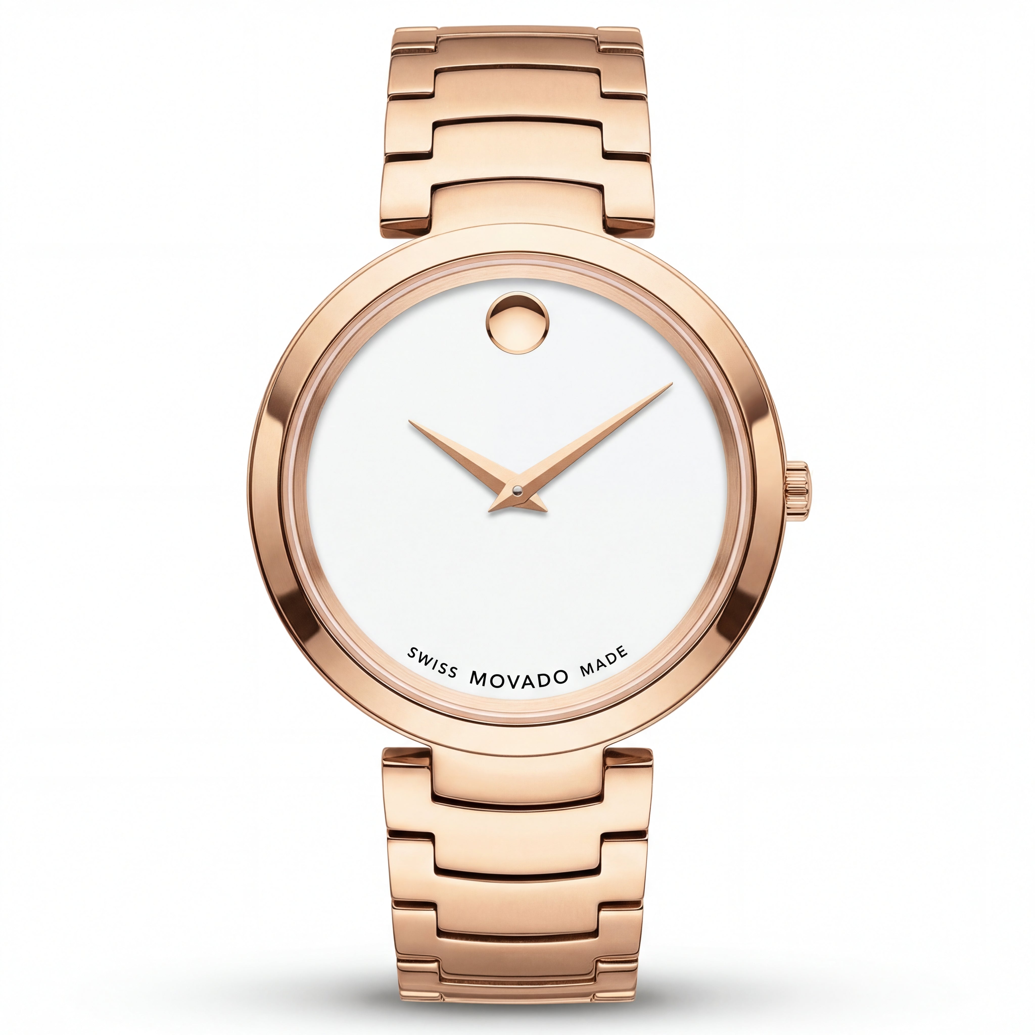 Rose Gold Minimalist White Dial Luxury Bracelet Watch – Women