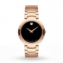 Rose Gold Minimalist Black Dial Luxury Bracelet Watch – Women