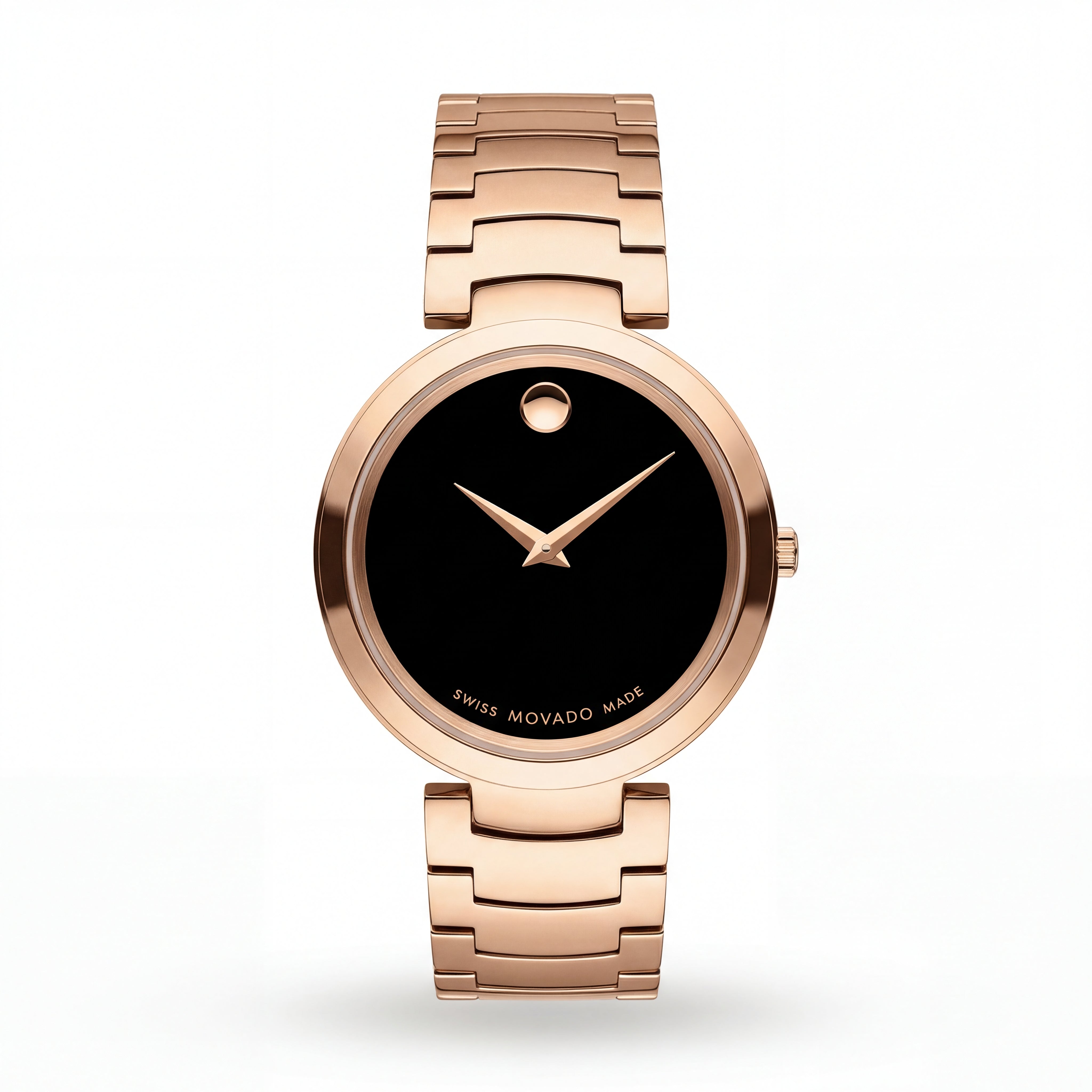 Rose Gold Minimalist Black Dial Luxury Bracelet Watch – Women