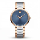 Two-Tone Steel & Rose Gold Minimalist Blue Sunray Dial Luxury Bracelet Watch – Women