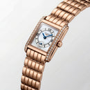 Rose Gold Diamond-Set Rectangular Mother-of-Pearl Roman Dial Luxury Bracelet Watch – Women