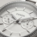 Silver Crystal Bezel Chronograph White Dial Steel Bracelet Watch