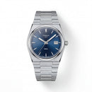 Stainless Steel Integrated Bracelet Blue Sunburst Dial Date Watch