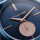 Midnight Blue Rose Accent Minimal Crystal Subdial Watch