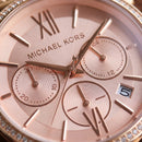 Full Rose Gold Crystal Bezel Chronograph Bracelet Watch