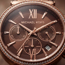 Chocolate Brown Dial Rose Gold Crystal Chronograph Watch