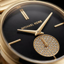 Gold-Tone Black Dial Crystal Subdial Minimal Bracelet Watch