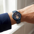 Midnight Blue Rose Accent Minimal Crystal Subdial Watch