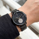 Midnight Black Rose Accent Crystal Subdial Minimal Watch