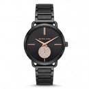 Midnight Black Rose Accent Crystal Subdial Minimal Watch