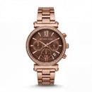 Chocolate Brown Dial Rose Gold Crystal Chronograph Watch