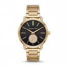 Gold-Tone Black Dial Crystal Subdial Minimal Bracelet Watch