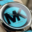 Aqua Blue MK Logo Dial Silicone Strap Statement Watch