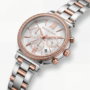 Two-Tone Silver Rose Gold Crystal Chronograph Watch