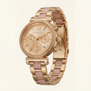 Rose Gold Crystal Bezel Chronograph Bracelet Watch