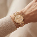 Rose Gold Crystal Bezel Chronograph Bracelet Watch