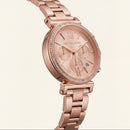 Full Rose Gold Crystal Bezel Chronograph Bracelet Watch
