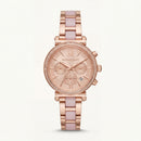 Rose Gold Blush Inlay Crystal Chronograph Bracelet Watch