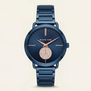 Midnight Blue Rose Accent Minimal Crystal Subdial Watch