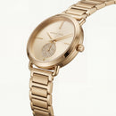Full Gold-Tone Minimal Crystal Subdial Classic Bracelet Watch
