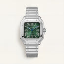 Emerald Green Square Roman Dial Steel Watch