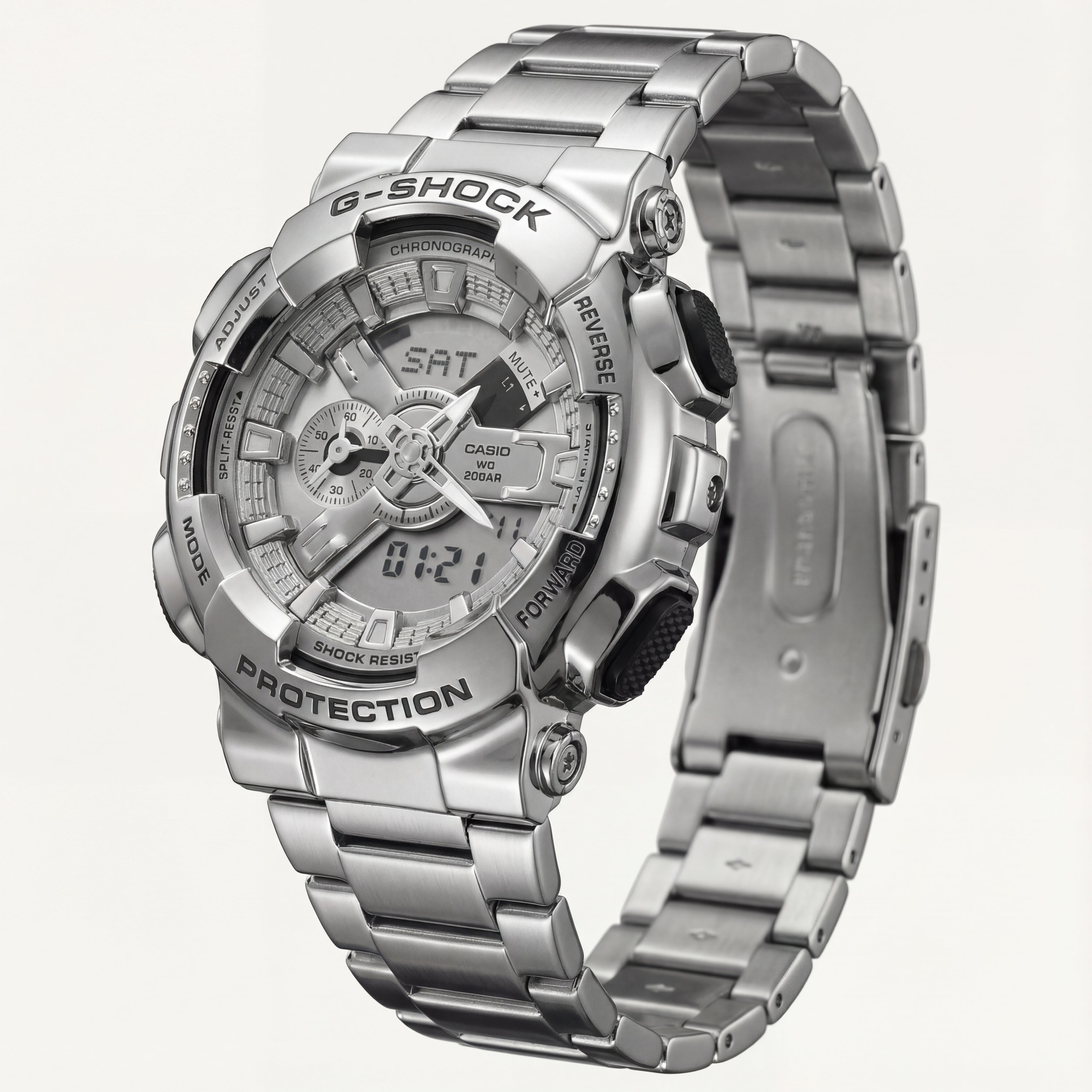 Brushed Steel Heavy-Duty Chronograph Sports Watch