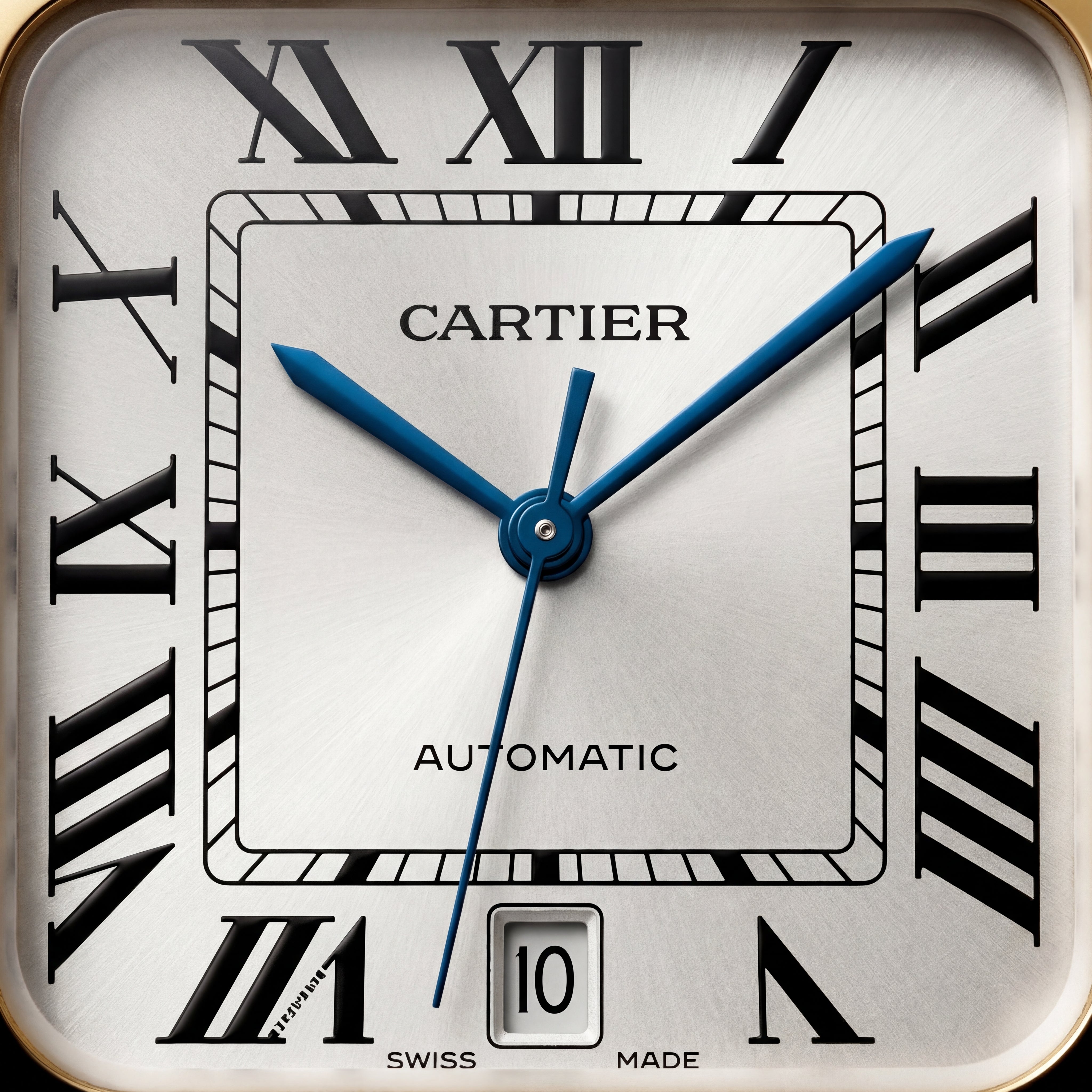 Golden Sunray Square Automatic Roman Dial Steel Watch