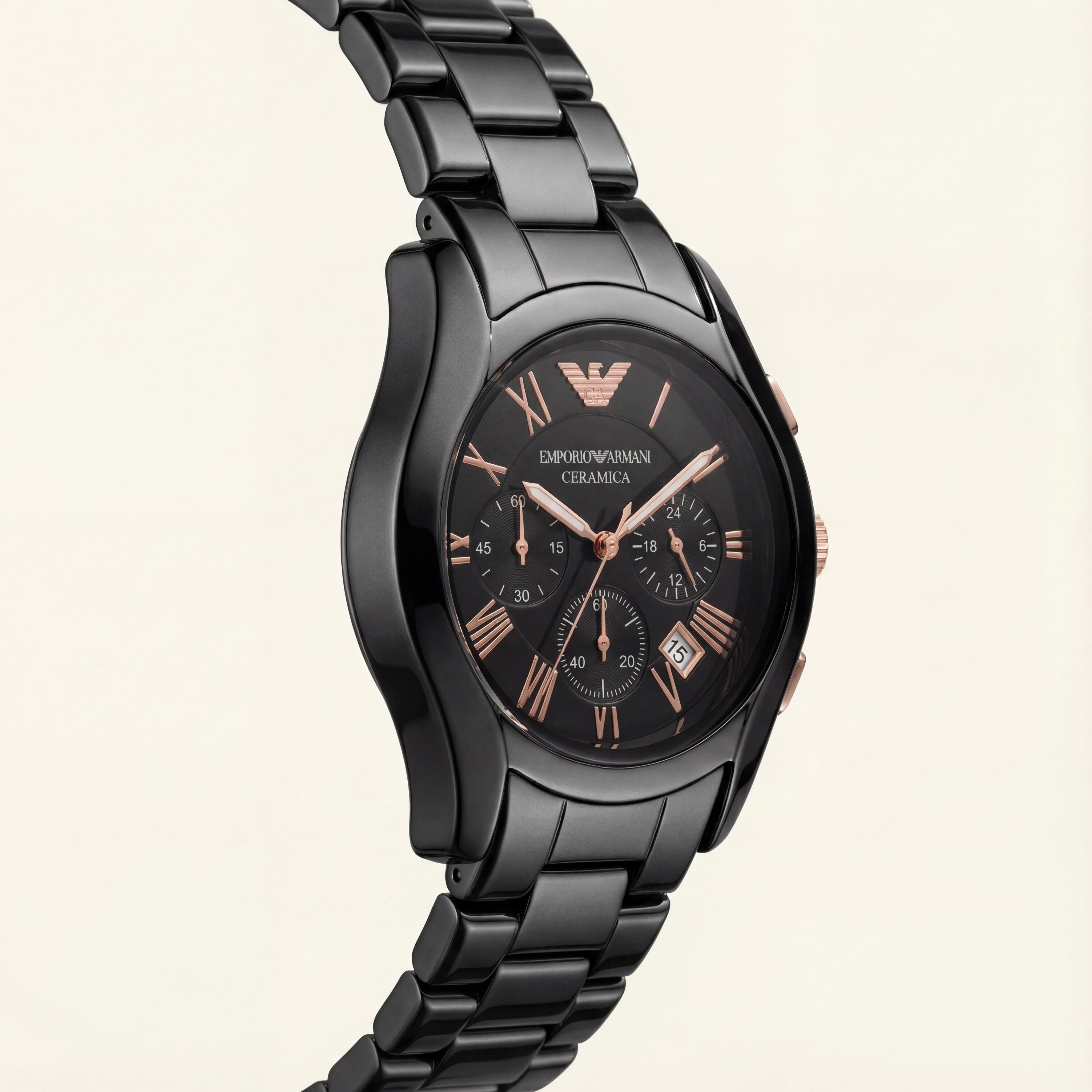 Midnight Black Rose-Gold Chronograph Ceramic Watch