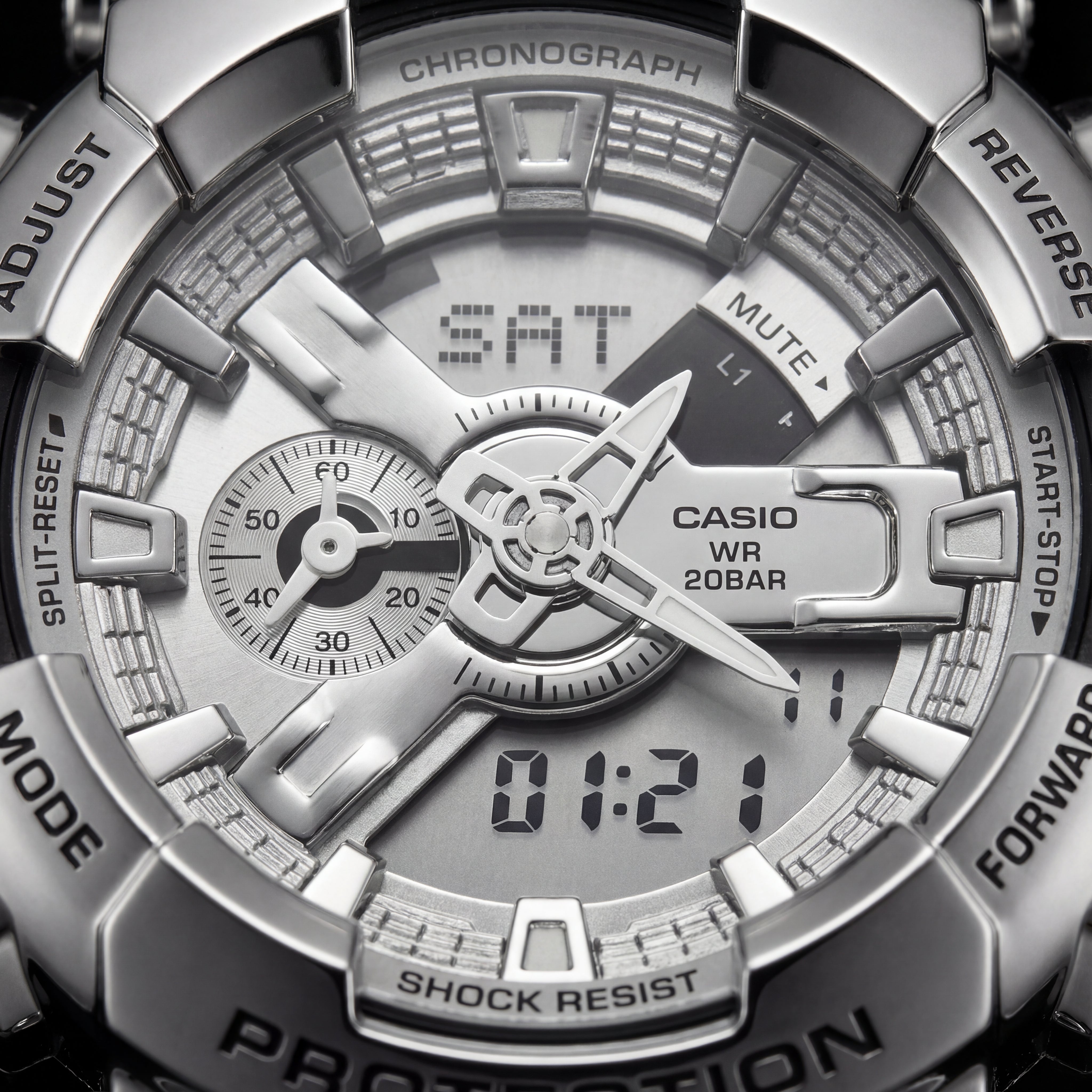 Brushed Steel Heavy-Duty Chronograph Sports Watch