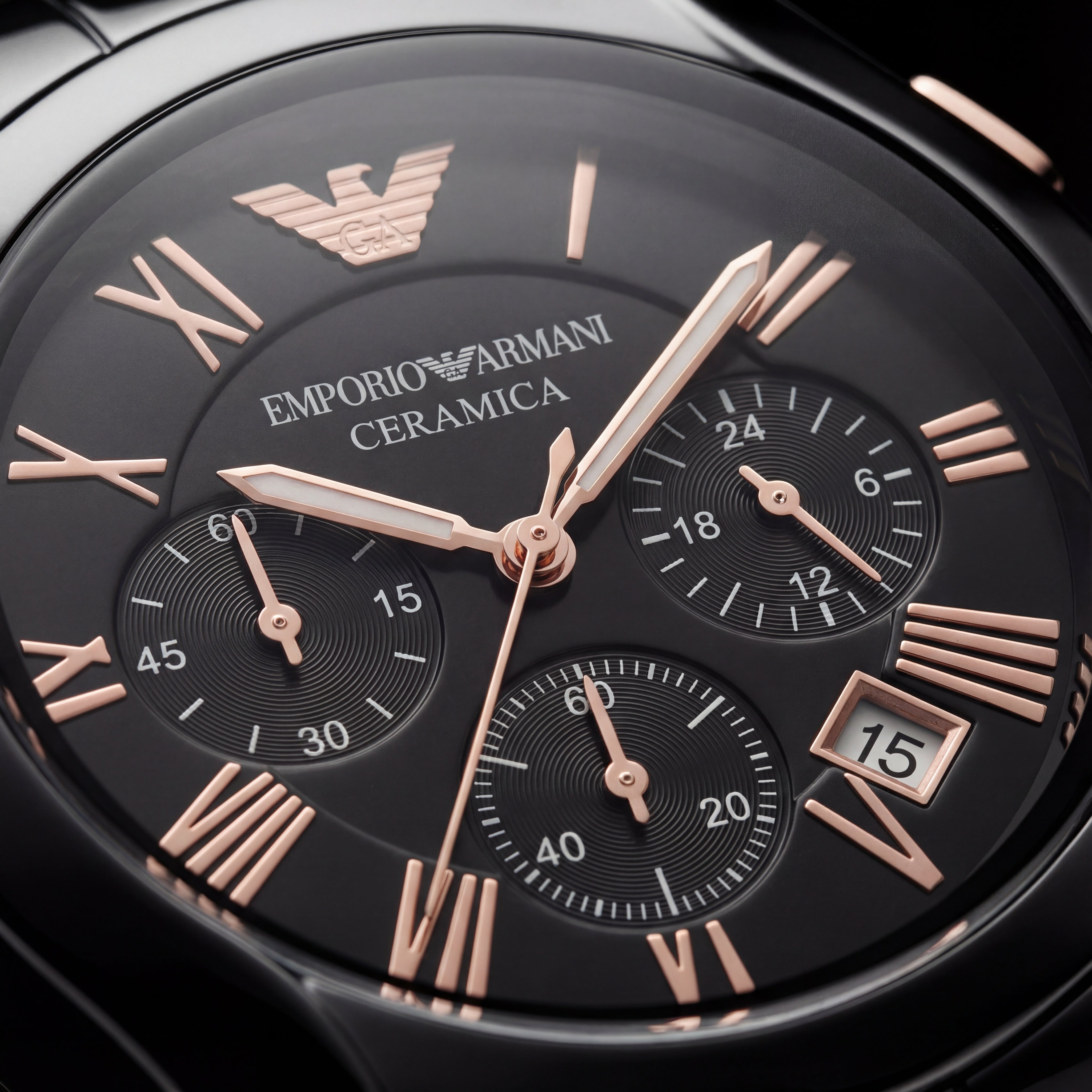 Midnight Black Rose-Gold Chronograph Ceramic Watch