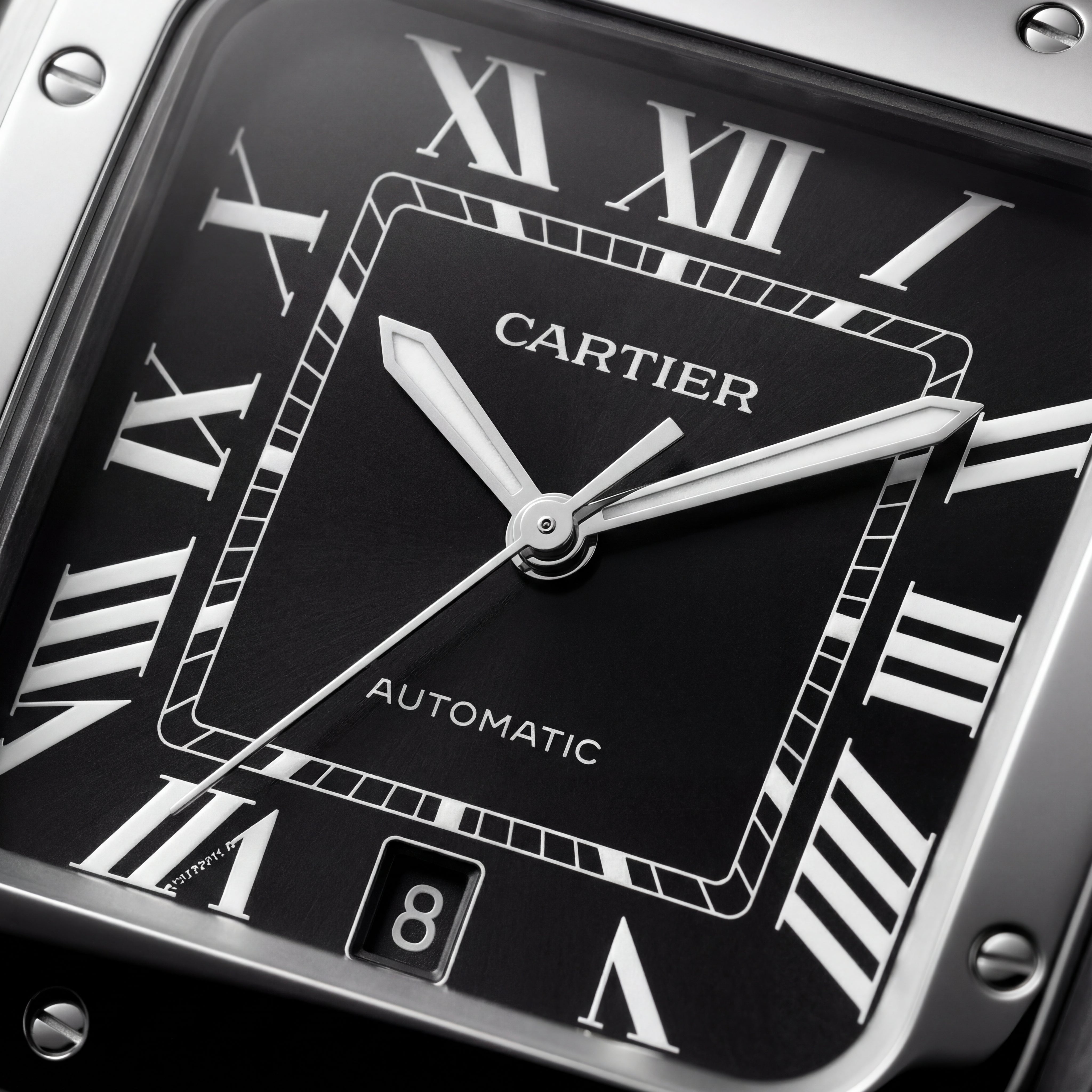 Classic Silver Square Roman Dial Steel Watch